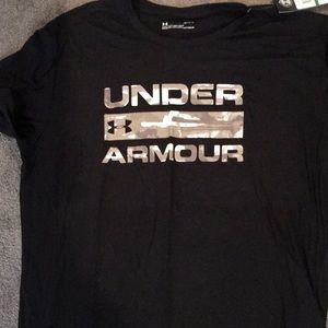 Black Under Armour T shirt with logo.  Never worn.